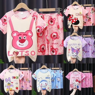 Lotso Pyjama Dành Cho Trẻ Em Bé Gái Kuromi Cinnamoroll Minnie Mùa Hè Tay Ngắn Mỏng Hoạt Hình Sinh Viên Nhà Quần Áo Bộ