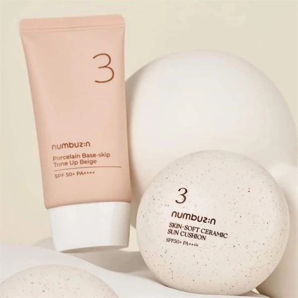 KEM CHỐNG NẮNG NUMBUZIN NO.3 PORCELAIN BASE-SKIP TONE UP BEIGE SPF50 50M