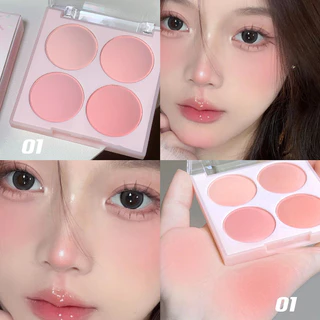 Phấn Má Hồng Bốn màu Blush Matte Độ bão hòa thấp Màu hồng Đào Trang điểm Đẹp cho Nữ