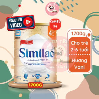 Combo 4 lon sữa Similac 4 Abbott lon 1700g Dinh Dưỡng 5G dành cho trẻ từ 2-6 tuổi.
