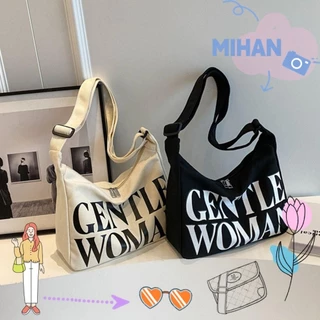 Túi Tote MIHAN1, Túi xách đi chơi công suất lớn chữ cái, Túi mua sắm bằng vải Canvas thời trang Gentlewoman