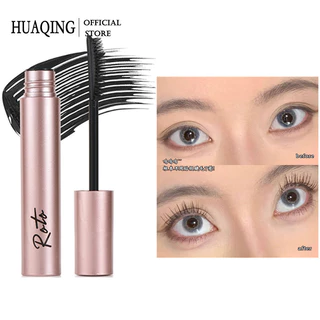 HUAQING Mascara chống thấm nước và chống mồ hôi màu đen cho lông mi dài dày và uốn cong