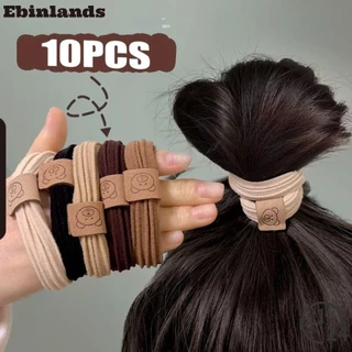 Ebinlands 10 Chiếc Nhẫn Tóc, Co Giãn Mạnh Mẽ Không Đường May Đầu, Gấu Nhỏ Dễ Thương Tối Giản Dây Tóc Nữ Cô Gái