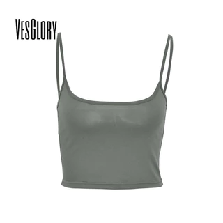 Vesglory Nữ Slim Fit Tank Top 2024 Thời Trang Mới Đa Năng Chặt Rốn Đế Đàn Hồi Cao Camisoles