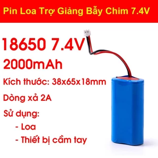 Pin Sạc 7.4V Cho Loa Trợ Giảng, Loa Bẫy Chim 2S Điện Áp 7,4V, Dung Lượng 2000mAh