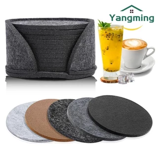 Yangming 10 chiếc Đế lót ly nỉ tròn, Tấm bảo vệ bàn ăn bằng nỉ chịu nhiệt, Bảo vệ máy tính để bàn tiện lợi Phụ kiện nhà bếp Thảm cốc Trà cà phê Đồ uống nóng