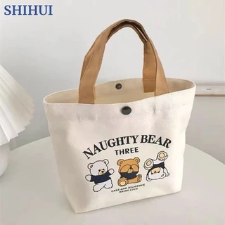 Túi xách nữ SHIHUI, vải canvas, nhỏ và đa năng, túi bento đơn giản dành cho học sinh