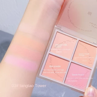 Xixi Bốn Màu Blush Làm Sáng Đường Viền Sức Sống Hàng Ngày Màu Hồng Mờ Thiên Nhiên Rouge Lấp Lánh