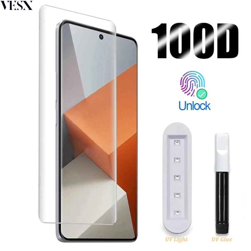 Kính cường lực toàn màn hình keo UV cho Redmi Note 13 Pro+ Pro Plus 5G 2024