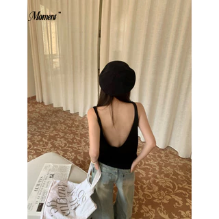 2024 Màu Xám Lớn Dây Lưng Đẹp Lưng Dệt Kim Nhỏ Camisole Nữ Mùa Hè Nguyên Chất Desire Hot Girl Gợi Cảm Hình Chữ I Áo Khoác Không Tay Top