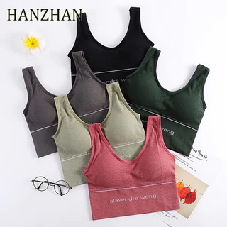 [Hanzhan] Áo vest hình chữ U cỡ lớn áo ngực thể thao liền mạch dành cho nữ chạy bộ bên ngoài mặc lưng đẹp