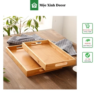 ( Kho Sỉ ) Khay trà gỗ, khay gỗ đựng đồ ăn chụp ảnh decor, hình chữ nhật  - khay gỗ decor sồi cao cấp, dày dặn bền đẹp