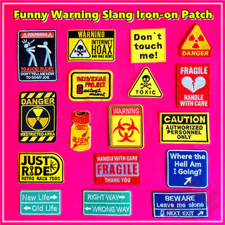 ☸ Funny Warning Slang Iron-on Patches ☸ 1Pc DIY Embroidery Iron on Sew on Badges Patch