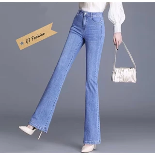 [Mua 2 giảm 5%] Quần jean nữ ống loe co dãn thoải mái chất bò xanh xám tôn dáng nâng mông