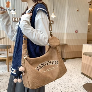 Túi tote cổ điển đa năng Arctic Hunter Corduroy Nhật Bản, túi đeo chéo vai dung tích lớn nghệ thuật dành cho nữ