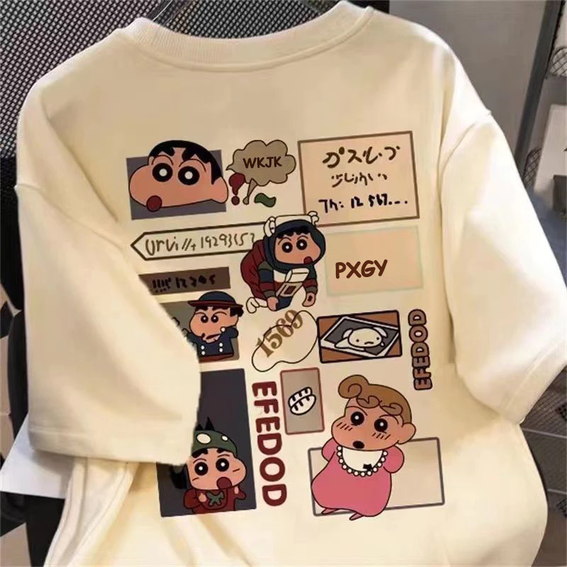 Áo thun nữ nam ngắn tay cổ tròn cotton Crayon Shin-chan
