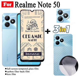 Kính cường lực gốm 3 TRONG 1 Realme Note 50 cho ống kính máy ảnh Realme Note50 Bảo vệ màn hình kính và phim mặt sau