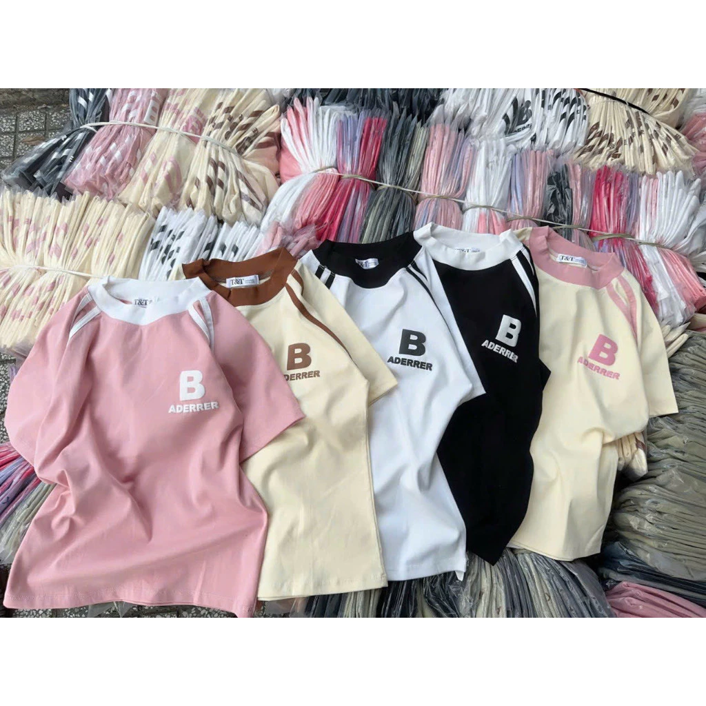 Áo Baby Tee Borip Quảng Châu L1 Co Dãn 4 Chiều Sọc Tay Chữ B - Thiên An Shop