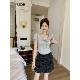 RUICHE áo phông áo thun nữ croptop baby tee Minimalist Hàn Phong Xu hướng Đơn giản WTX2420CXW 9Z240228