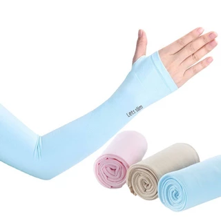 Găng tay chống nắng bằng lụa lạnh nhẹ Bảo vệ khuỷu tay Phong cách mùa hè cho nam và nữ