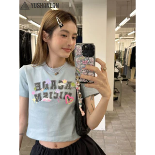 YUSHANLAN áo phông áo thun nữ croptop baby tee Vintage Xu hướng Minimalist Thể thao WCS2430HBJ 0319