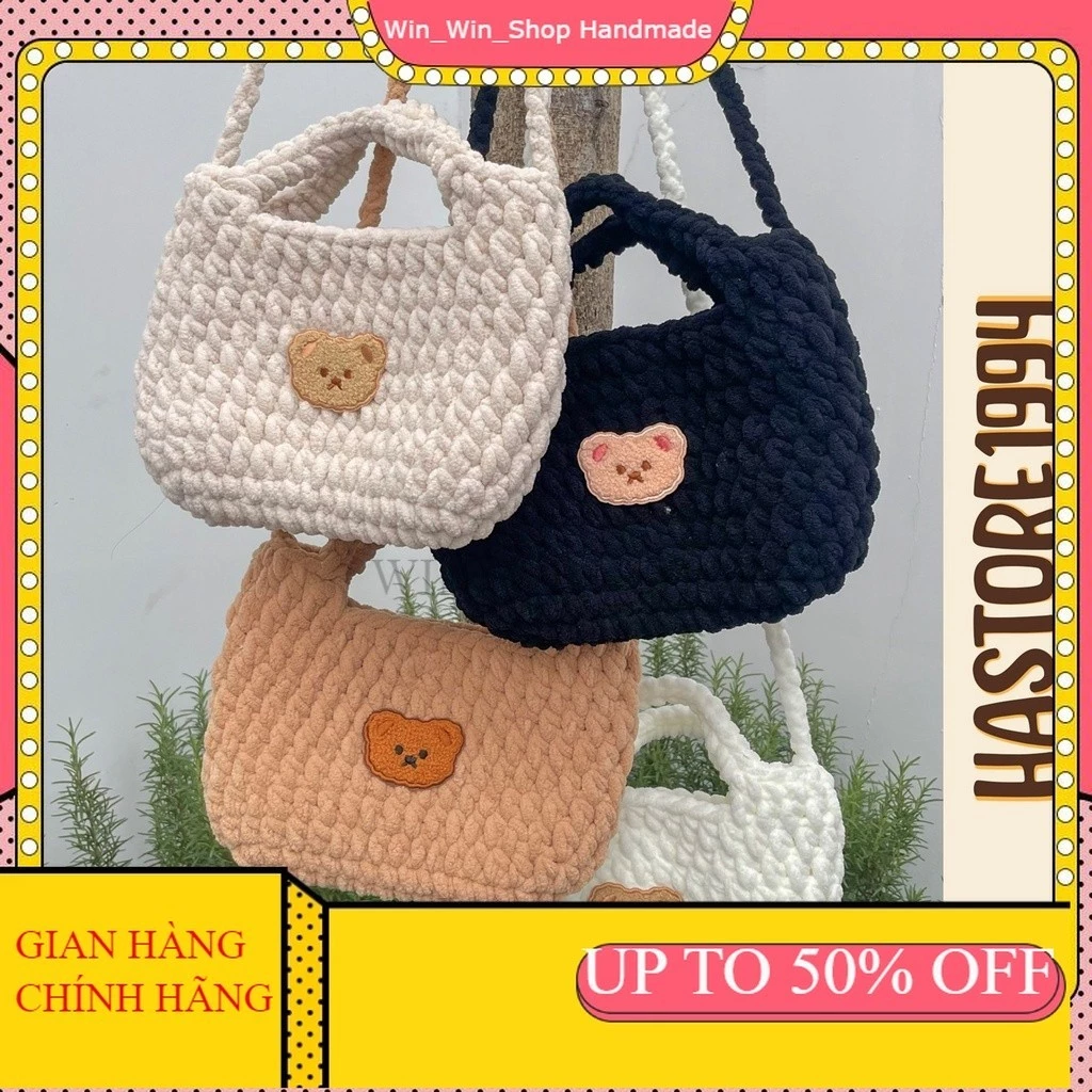 [SẴN] Túi đeo chéo Túi xách Túi len handmade cute size trung 20x17cm Crochet bag