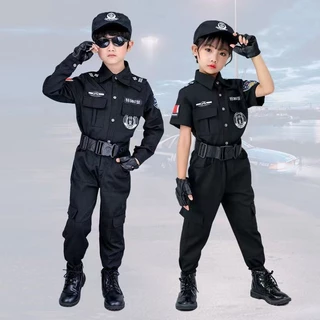 Trẻ Em Cảnh Sát Trang Phục Cảnh Sát Bé Trai SWAT Trường Lực Lượng Đặc Biệt Phù Hợp Với Mẫu Giáo Nhập Vai Costu