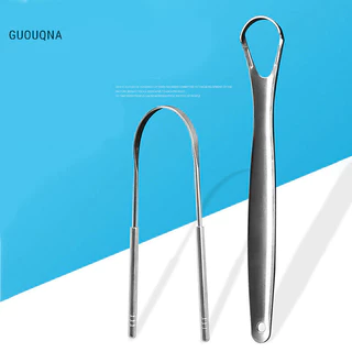 Guouqna 2 Chiếc Lưỡi Cạp Thép Không Gỉ Lưỡi Bụi Chăm Sóc Răng Miệng Vệ Sinh Cạp GUOUqna