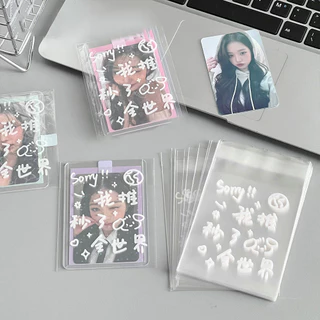 Quà Tặng Bao Bì Túi Tự Niêm Phong Photocard Giá Đỡ Tự Dính Opp Bìa Thẻ Bảo Vệ Cookie Trong Suốt In Chữ Ins 50 Chiếc