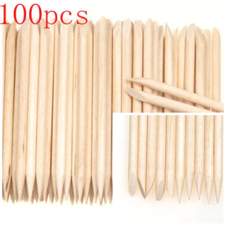 100 Chiếc Nail Art Cuticle Pusher Remover Orange Wood Stick Dụng Cụ Làm Móng Tay