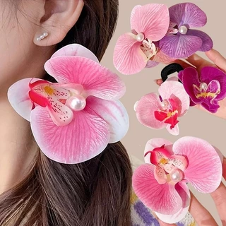 Bohemia Bướm Hoa Lan Kẹp Tóc Móng Vuốt Nữ Siêu Cổ Tích Bên Mỏ Vịt Kẹp Ngọt Phalaenopsis Lấy Kẹp Tóc Nữ Cô Gái Hawaii Đi Biển Kỳ Nghỉ Phụ Kiện Tóc