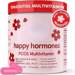 Happy Hormones, Viên nang Vitamin Myo & D-Chiro, Myo-Inositol & D-Chiro Inositol Blend Omega 3 Vitamin D3 Magiê Kẽm để cân bằng nội tiết tố