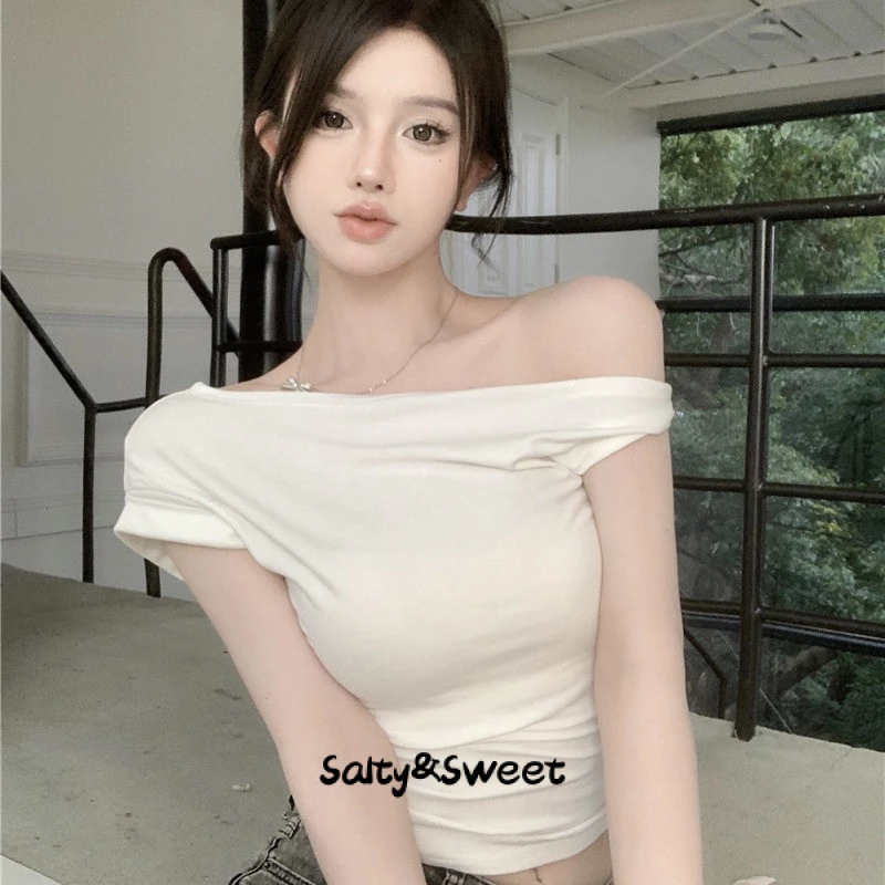 Salty&Sweet store áo phông áo thun nữ croptop baby tee INS Fashion Cổ điển Korean WTX24402MC 14Z240403