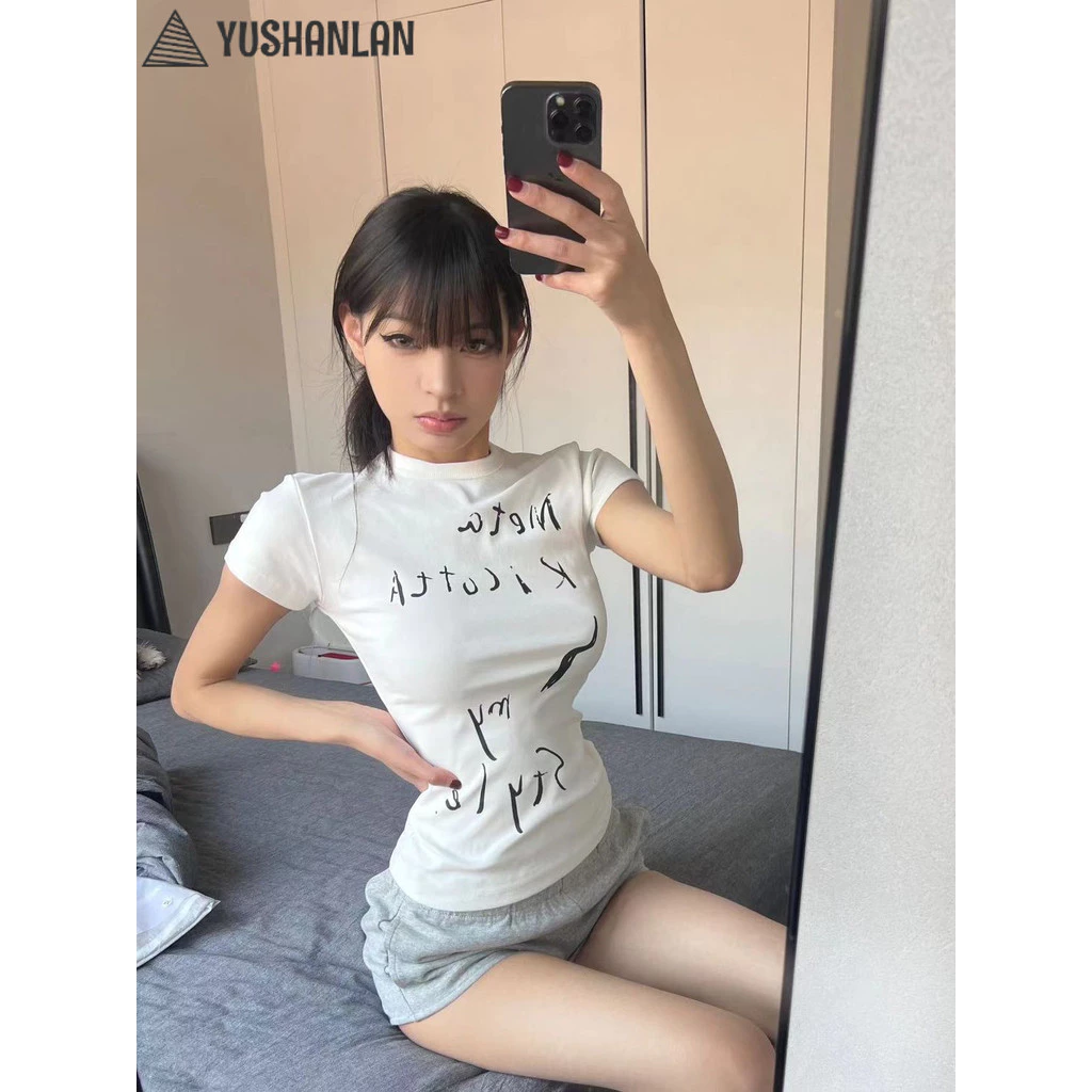 YUSHANLAN áo phông áo thun nữ croptop baby tee Korean Cute Fashion Vintage WCS24407LI 14Z240403