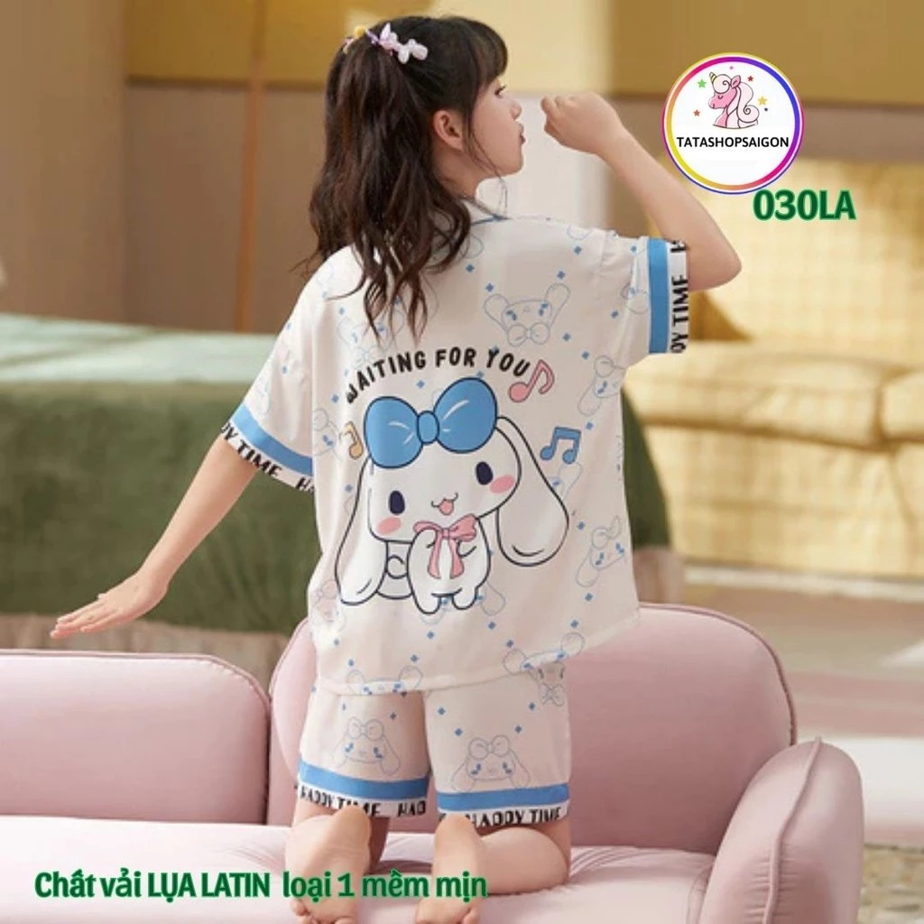 11-50kg Bộ pijama đùi cộc tay cho bé trai và bé gái vải lụa LATIN cao cấp 030