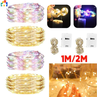 1 / 2m LED Dây Đồng Cổ Tích Đèn Vòng Hoa Dây Đèn Hoạt Động Bằng Pin Vòng Hoa Đồ Trang Trí Nhà DIY Tiệc Cưới Trang Trí