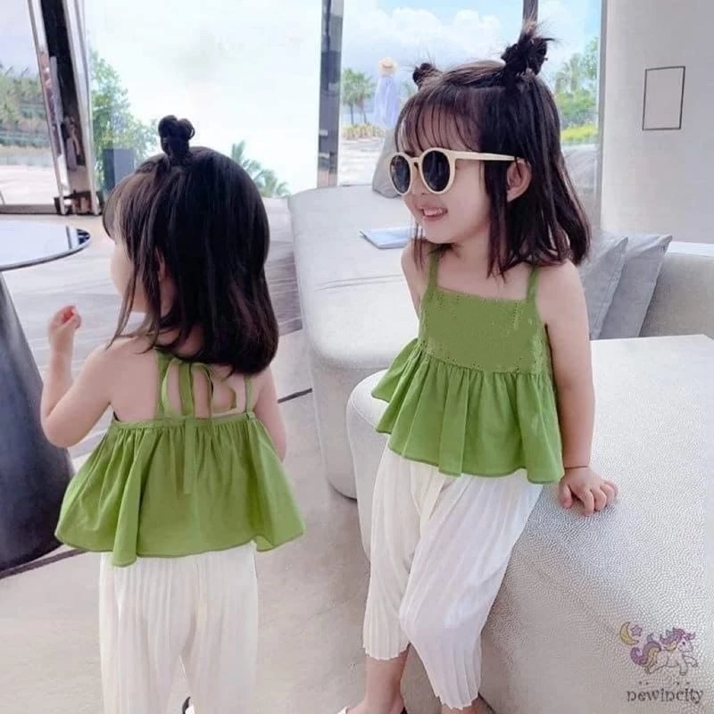 Set cốm 2 dây quần dập ly bé gái