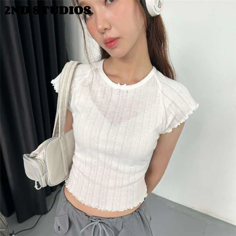 2ND STUDIOS áo phông áo croptop baby tee Thời trang Trendy thời trang Dễ thương WTX244065A 14Z240403