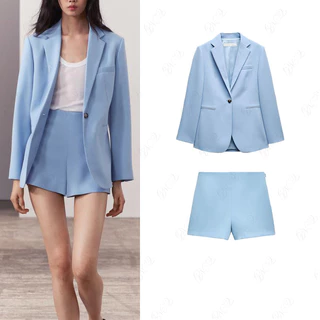 Za Mùa Xuân Mùa Hè Sản Phẩm Mới Châu Âu Phong Cách Mỹ Đi Lại Áo Blazer Cắt Thẳng2442186 Quần short lưng cao tính khí T2690186