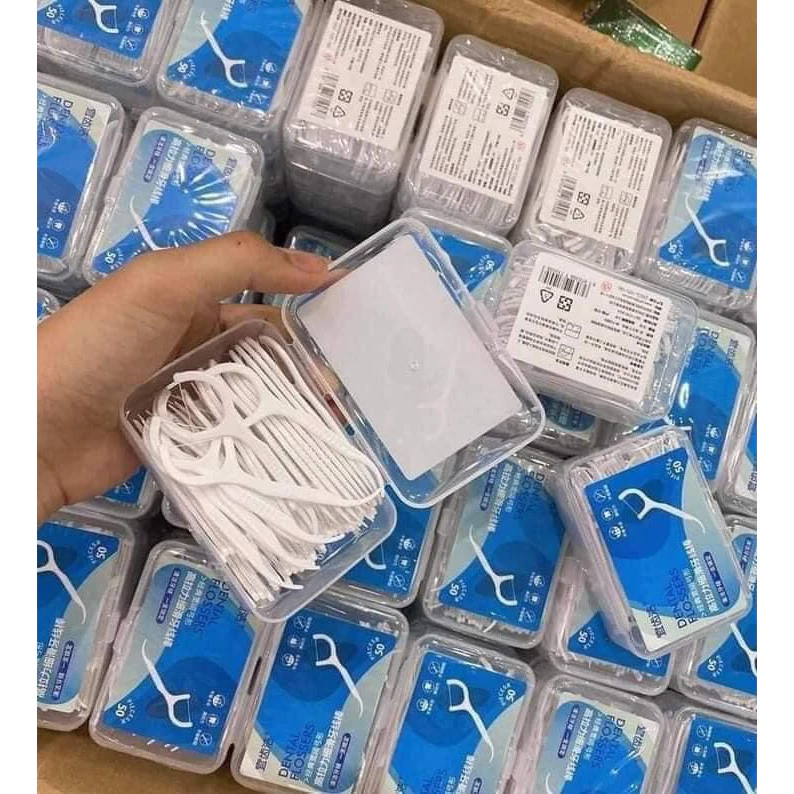 Set 3 Hộp Tăm Chỉ Nha Khoa Sợi Mảnh - Hộp 50 Chiếc