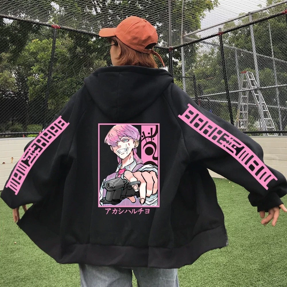 HOT Áo Khoác hoodie Có Khóa Kéo In Hình anime tokyo Ghouls sanzu haruchiyo Phong Cách harajuku Đường Phố