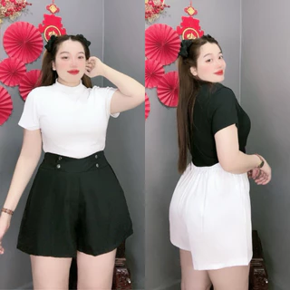 Quần Đùi Kiểu Bigsize Nữ Xếp Ly Lưng Cao Ống Rộng Tôn Eo Tôn Dáng Vải Cotton Lạnh Mềm Mại Q4N