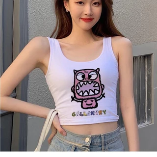 Nhỏ tươi 2 2000 crop top girl manga Kawaii đồ họa tee