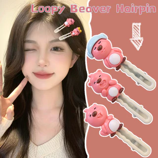 Kẹp Mỏ Vịt Động Vật Màu Hồng - Kẹp Bên Nổ - Kẹp Tóc Loopy Little Beaver - Kẹp Tóc Loopy Hoạt Hình Anime - Dành Cho Trẻ Em Bé Gái - Phụ Kiện Tóc Đa Phong Cách