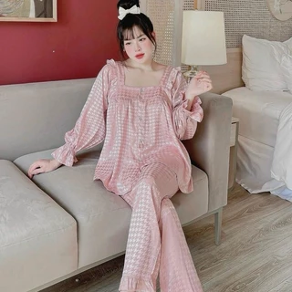 Bộ đồ ngủ nữ Pijama lụa gấm xước hoạ tiết zíczắc DD52