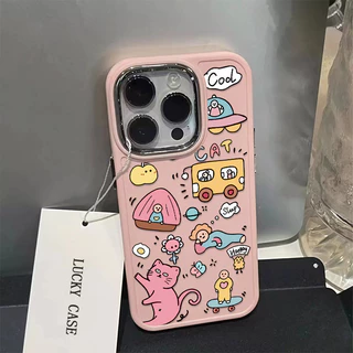 Ốp Điện Thoại Họa Tiết Chó Graffiti Tương Thích Cho IPhone 15 14 13 12 11 Pro X XS XR XS Max 7 8 Plus SE2020 Vỏ Mềm Nút Kim Loại TPU Silicon Chống Sốc Bảo Vệ