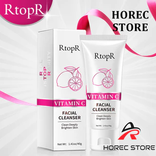 R RtopR Vitamin C Sữa Rửa Mặt Bọt Cải Thiện Mụn Đầu Đen Làm Sạch Lỗ Chân Lông Da Hỗn Hợp Mụn Sữa Rửa Mặt Sâu 40g