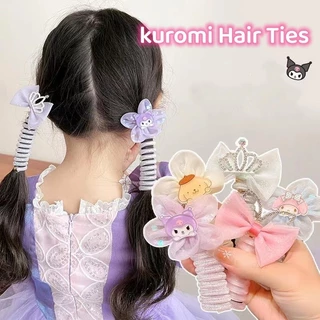 Sanrio Kuromi Dây Buộc Tóc Cho Trẻ Em Bé Gái Hoa Dâu Nho Dây Điện Thoại Ruy Băng Phụ Kiện Tóc Đuôi Ngựa Cao Xoắn Ốc Đầu