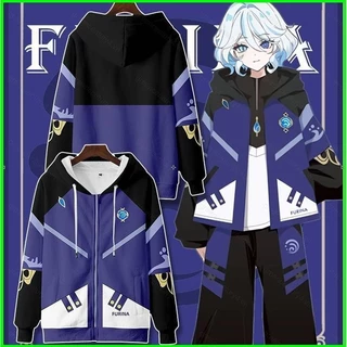 [Doly] Anime Genshin Impact Jacket Furina Focalors 3D Coat Unisex Cosplay Áo Hoodie Top Fontaine Thời trang giản dị Plus Size