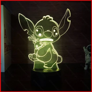 Ys Lilo Stitch Đèn Ngủ Anime 3D Đèn Cảm Ứng Từ Xa LED Sạc USB Cầu Vồng Chiếu Sáng Trang Trí Phòng Ngủ Nhà